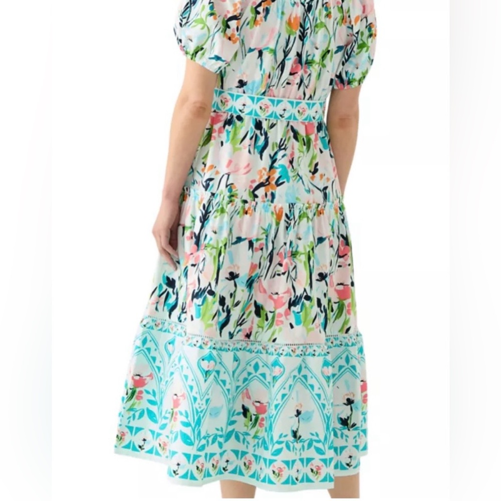 Crown & Ivy Off the Shoulder Belted Maxi Dress in “Blue Multi” Sz. XL - Picture 2 of 11